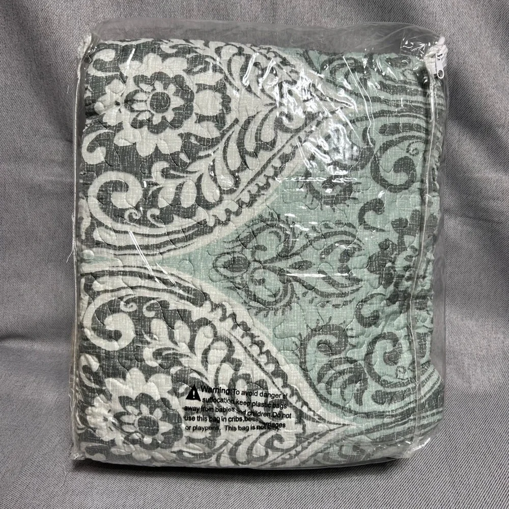 Serenta Daybed Set Twin Green Kingston Damask 6 Piece Quilted‎ Bedding New